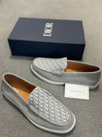 Dior Granville Grey Suede & Oblique Jacquard Loafers
