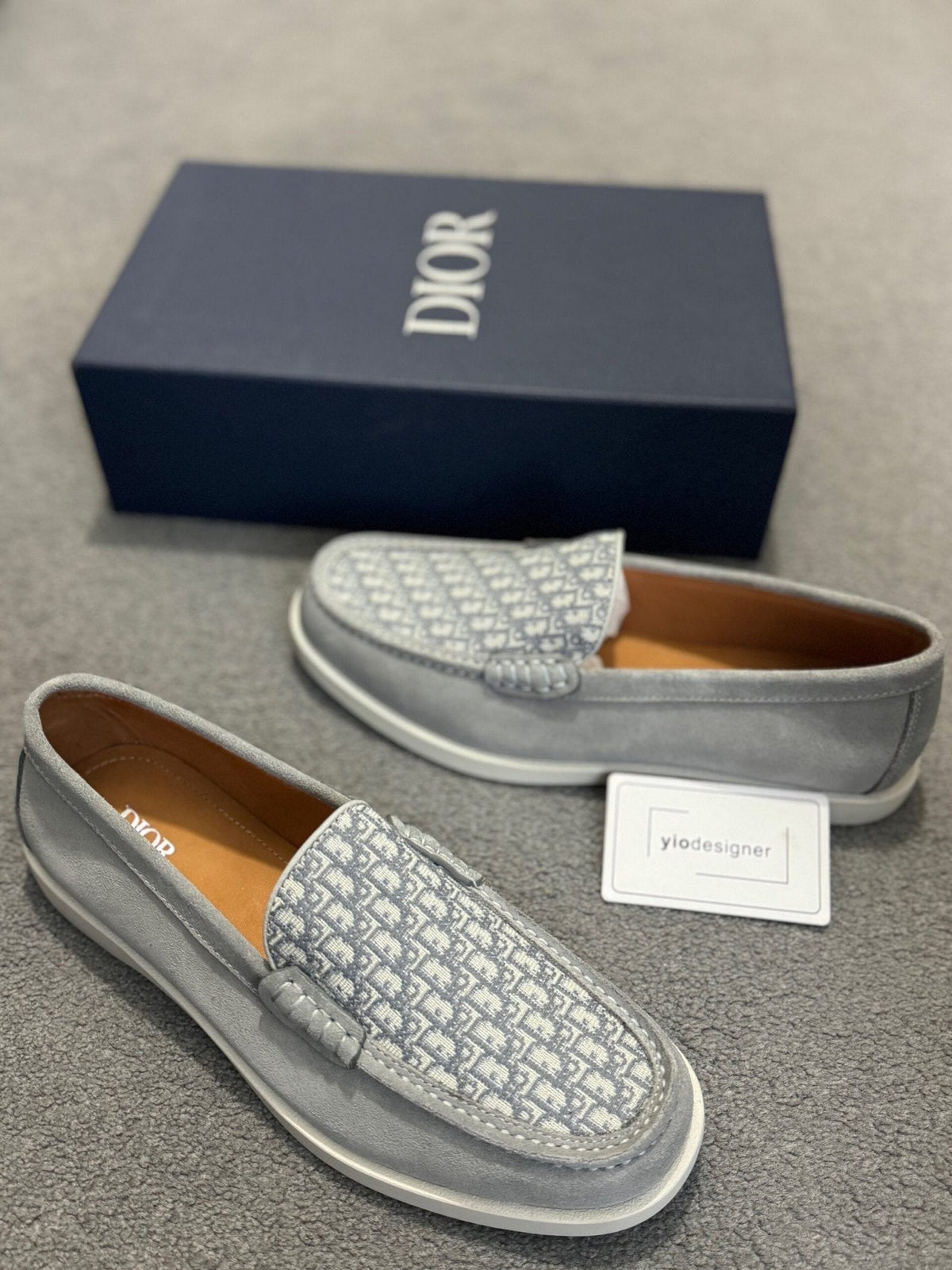 Dior Granville Grey Suede & Oblique Jacquard Loafers