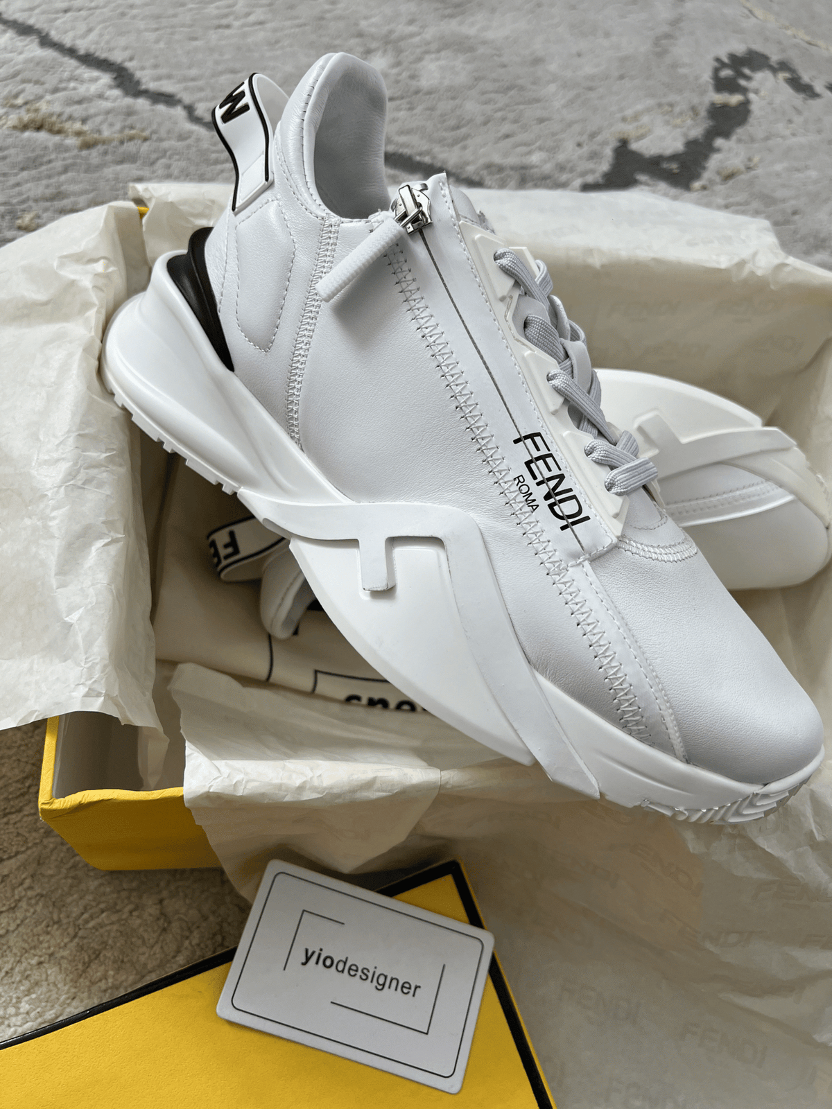 Fendi Flow White Leather Trainers