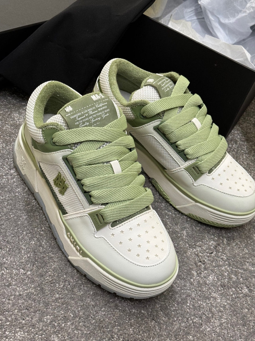 AMIRI MA-1 White & Mint Green Chunky Sneakers