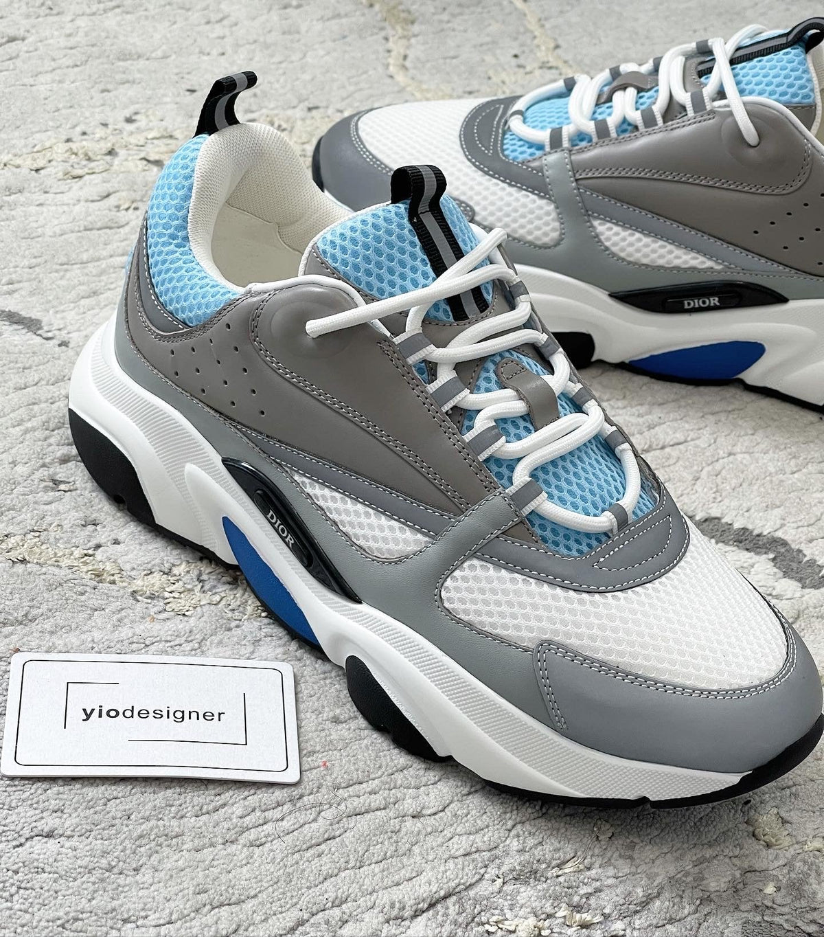 Dior B22 Grey, White & Blue Trainers