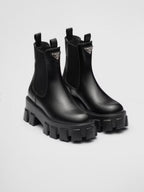 Prada Monolith Black Brushed Leather Chelsea Boots