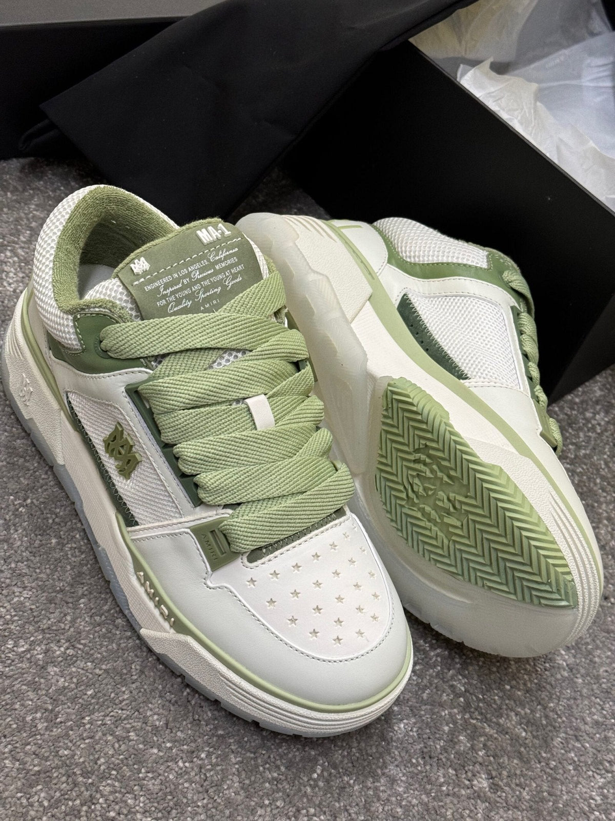 AMIRI MA-1 White & Mint Green Chunky Sneakers