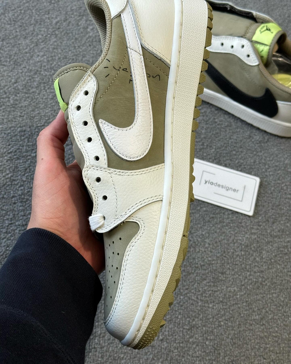 Nike x Travis Scott Air Jordan 1 Low Olive, Black & Cream Trainers