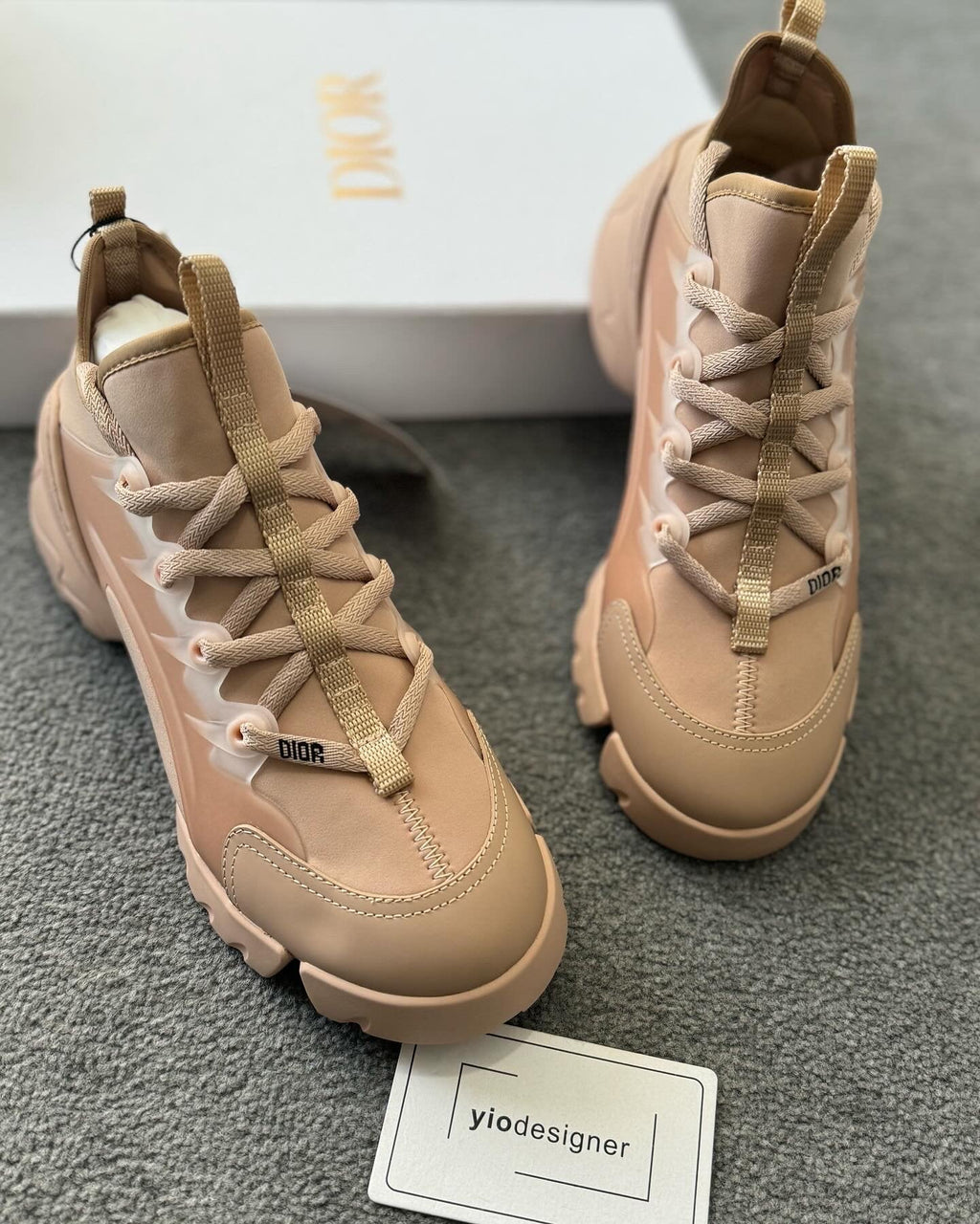 Dior D-Connect Nude Beige Panelled Sneakers