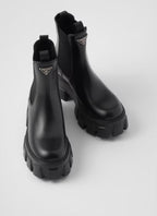 Prada Monolith Black Brushed Leather Chelsea Boots