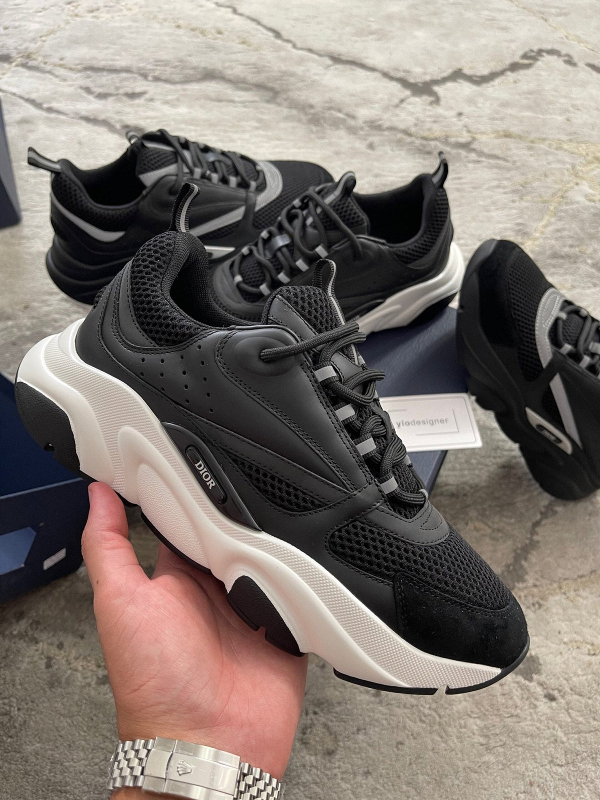 Dior B22 Black & White Mesh Trainers