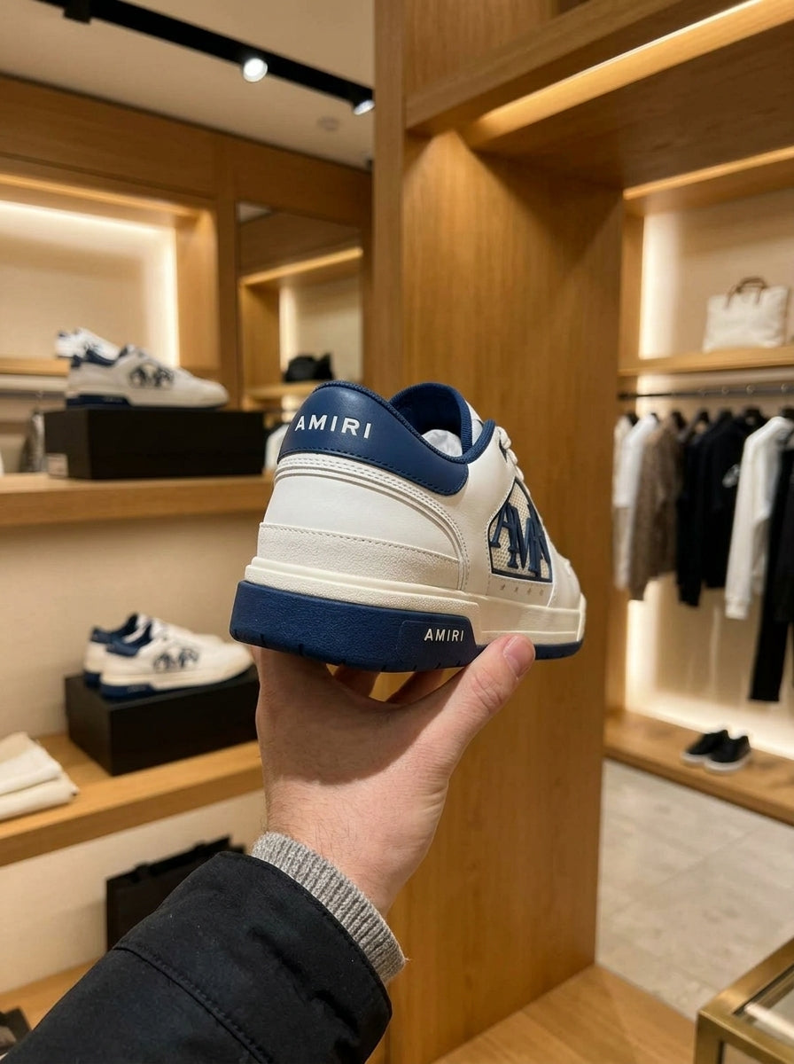 AMIRI Classic Low White & Navy Trainers