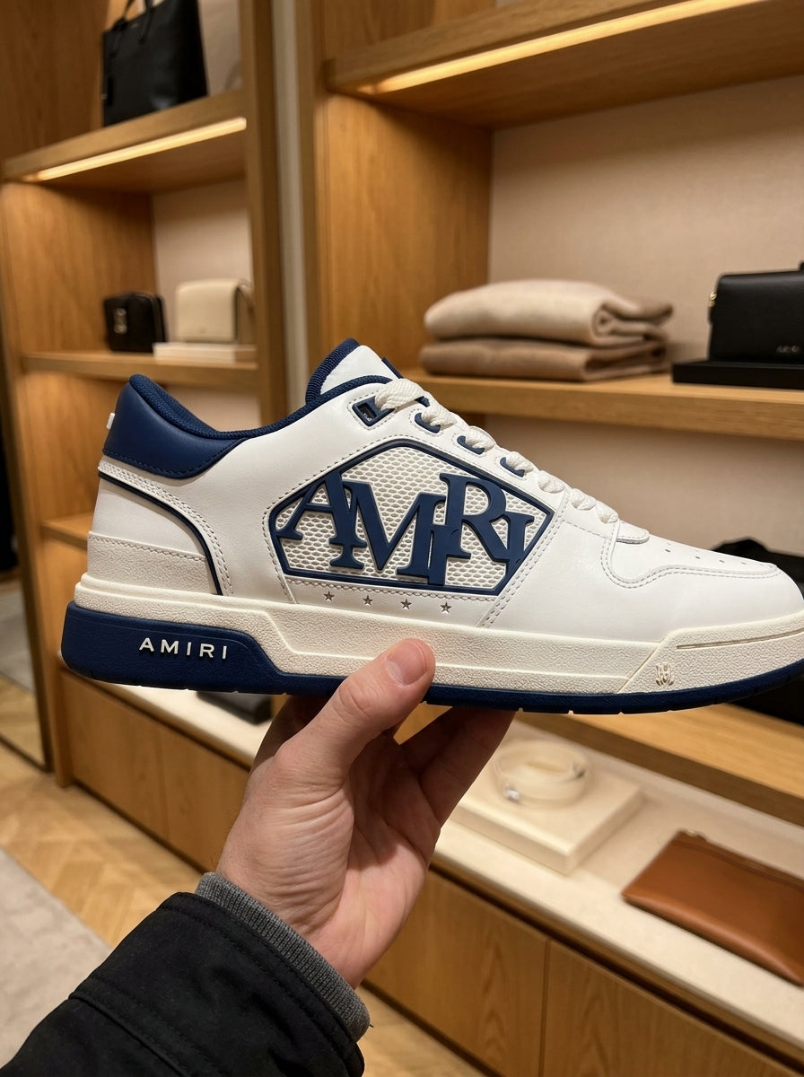 AMIRI Classic Low White & Navy Trainers