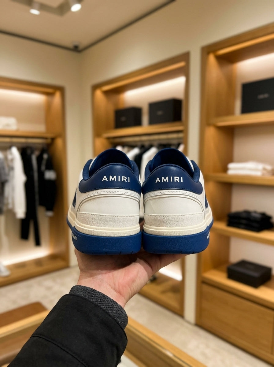 AMIRI Classic Low White & Navy Trainers