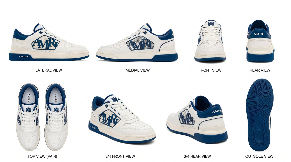 AMIRI Classic Low White & Navy Trainers