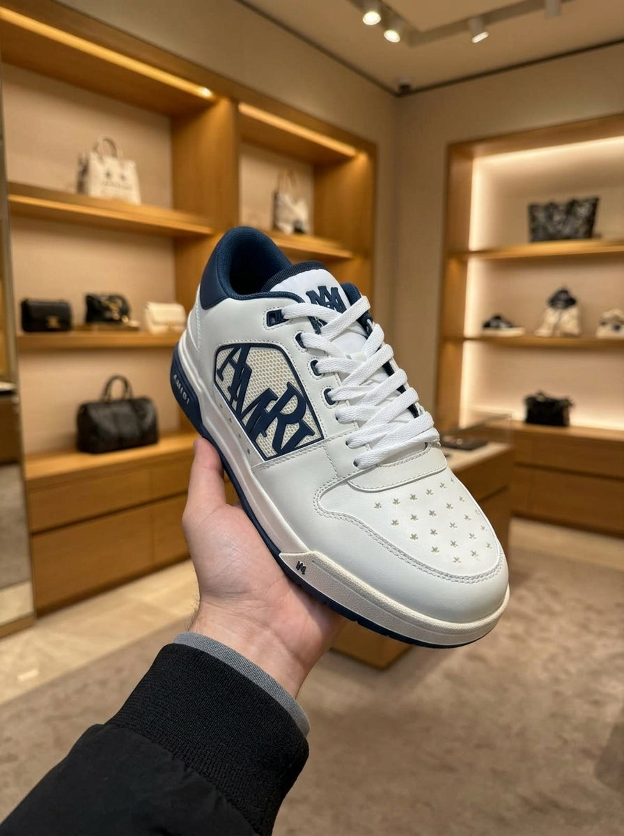 AMIRI Classic Low White & Navy Trainers