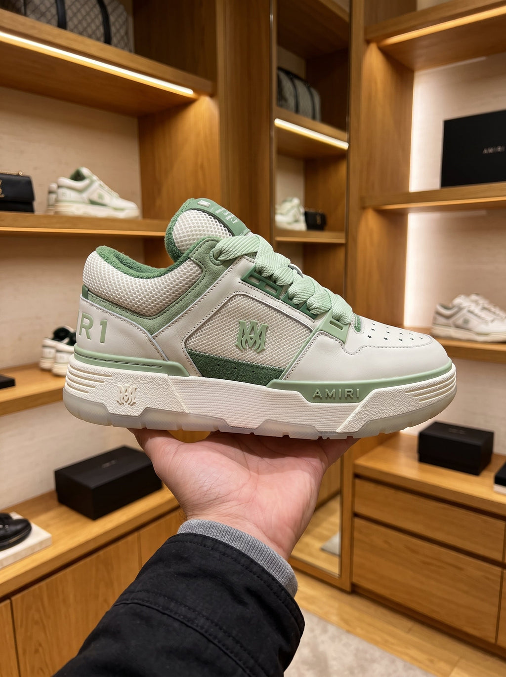 AMIRI MA-1 White & Green Trainers
