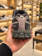 ASICS x Kith GEL-KAYANO Charcoal mesh and silver overlays, pale laces