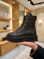 Chanel Black Lace-Up Boots