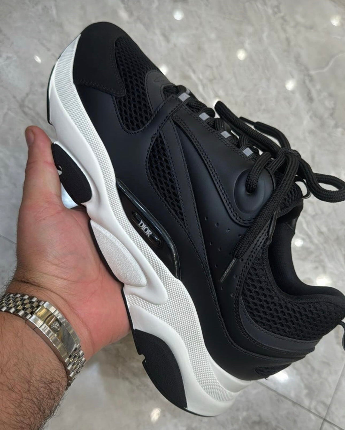 Dior B22 Black & White Mesh Trainers