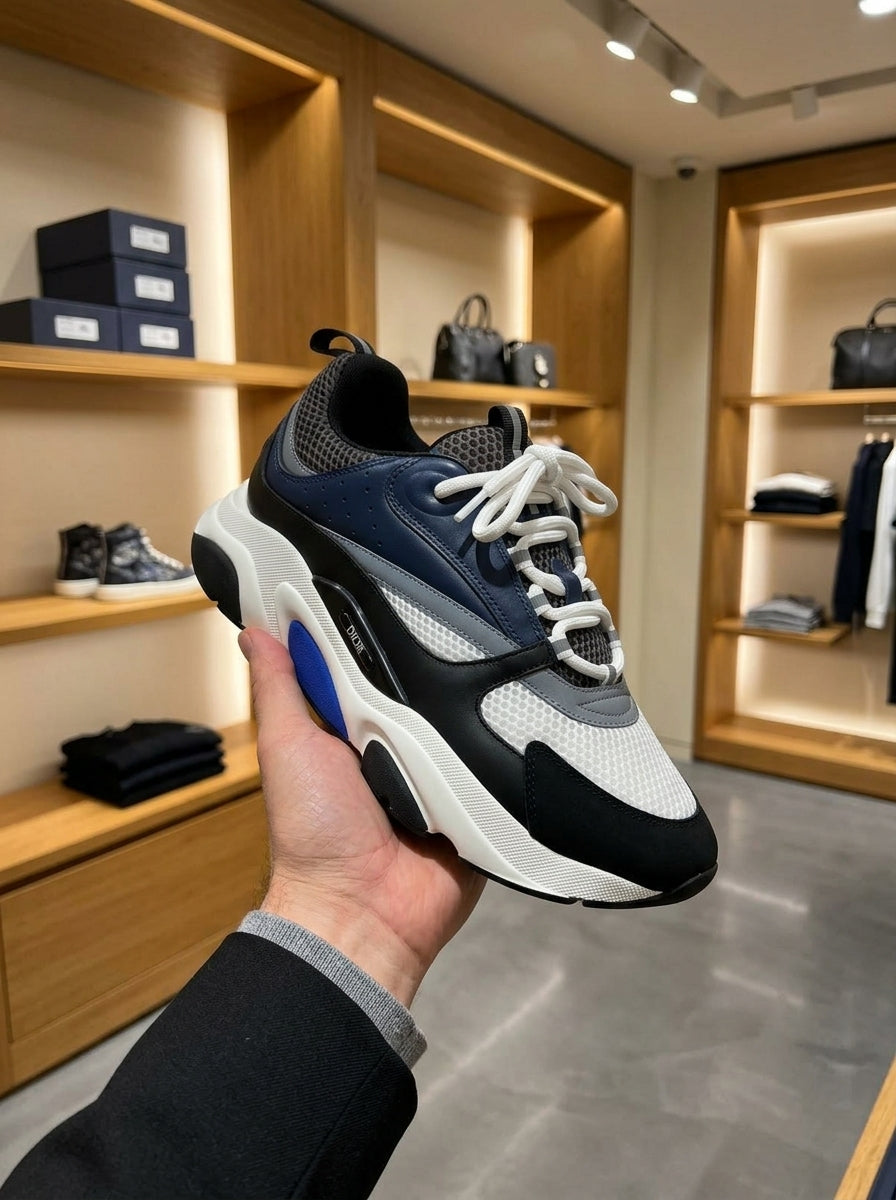 Dior B22 Navy, Black & White Trainers