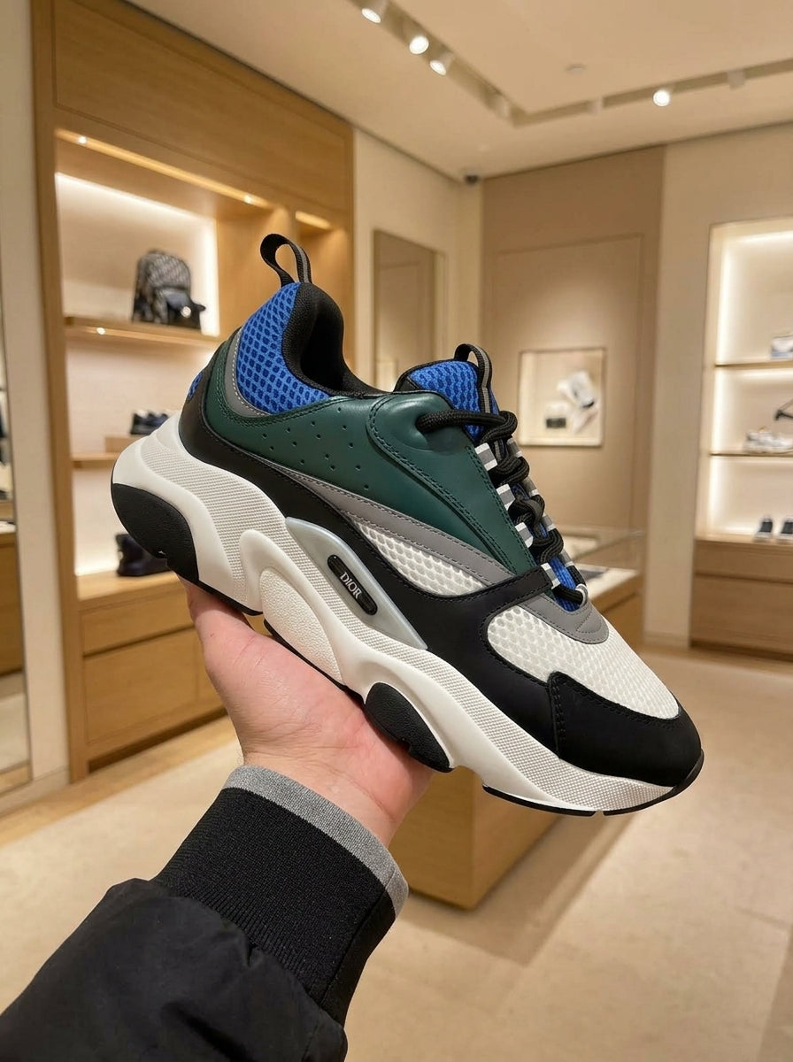 Dior B22 Green, Blue & White Trainers