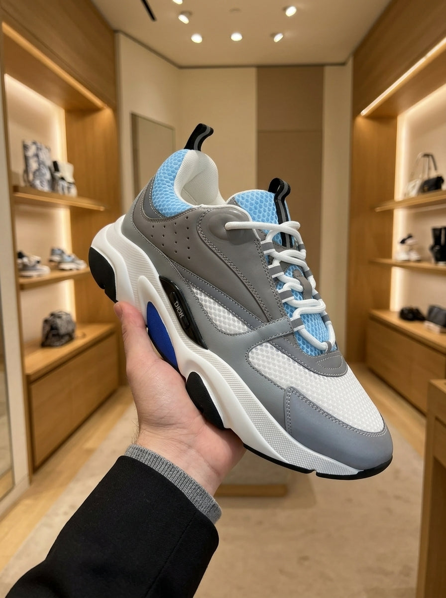 Dior B22 Grey, White & Blue Trainers