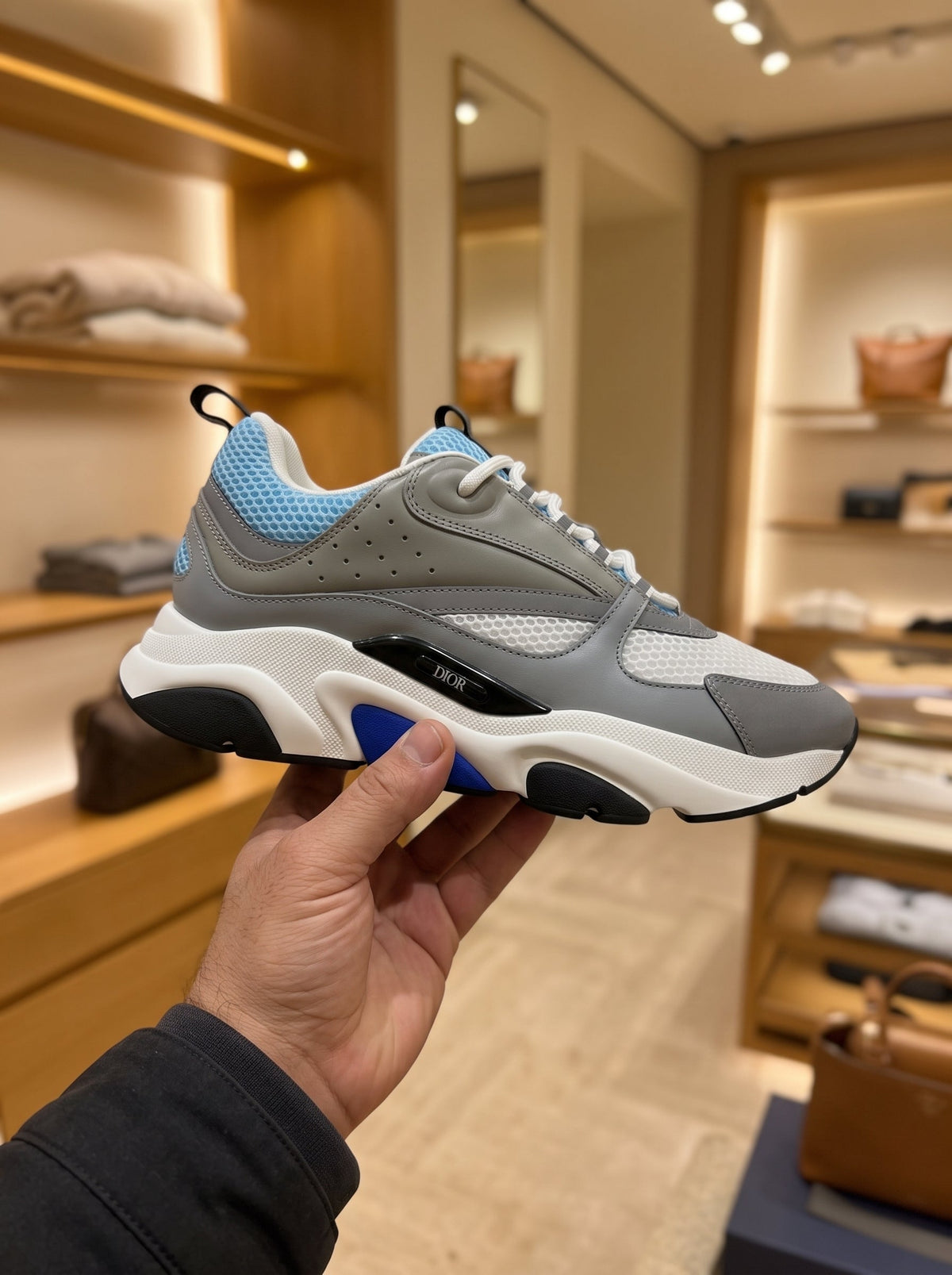 Dior B22 Grey, White & Blue Trainers