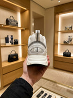 Dior B22 White & Silver-Tone Mesh Trainers