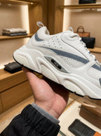 Dior B22 White & Silver-Tone Mesh Trainers