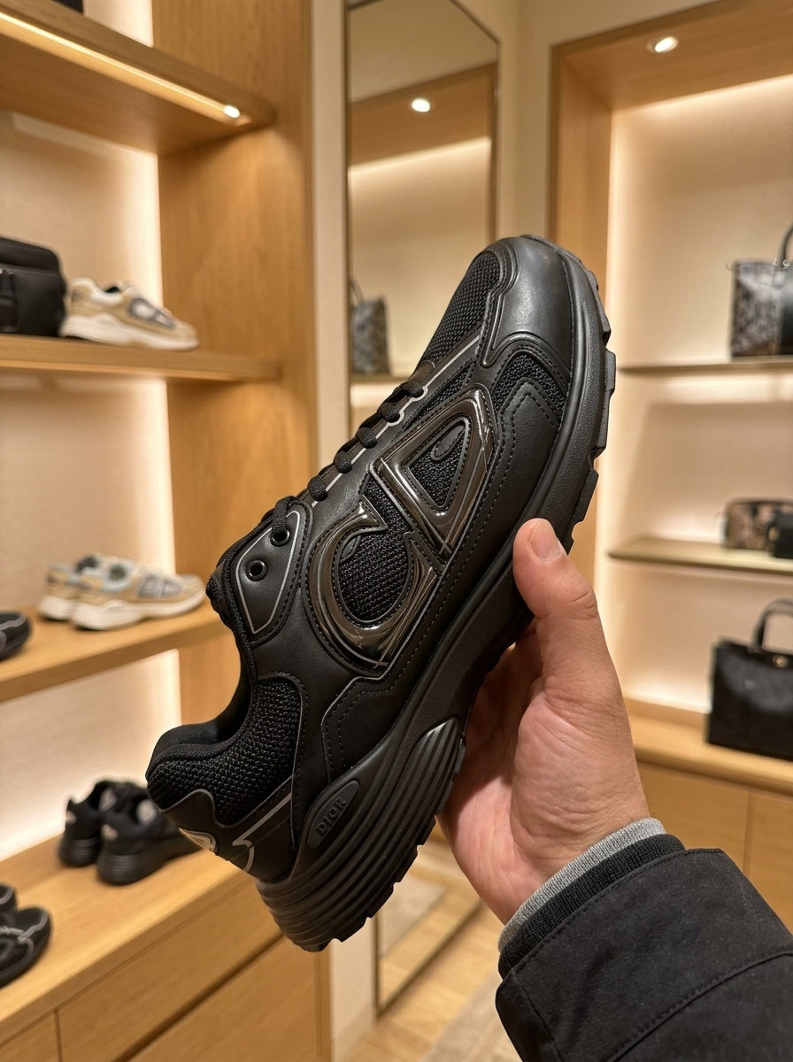 Dior B30 Countdown Black Calfskin & Mesh Trainers