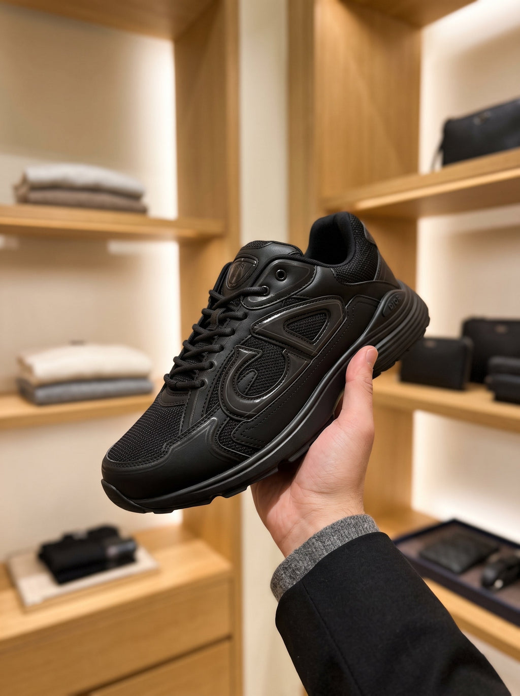 Dior B30 Black Trainers – Tonal CD Motif