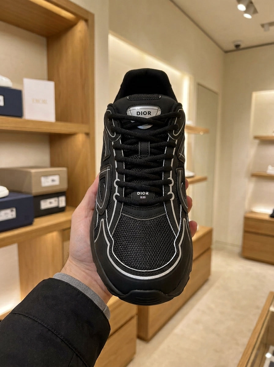 Dior B30 Black & Grey Trainers – Outlined CD Motif