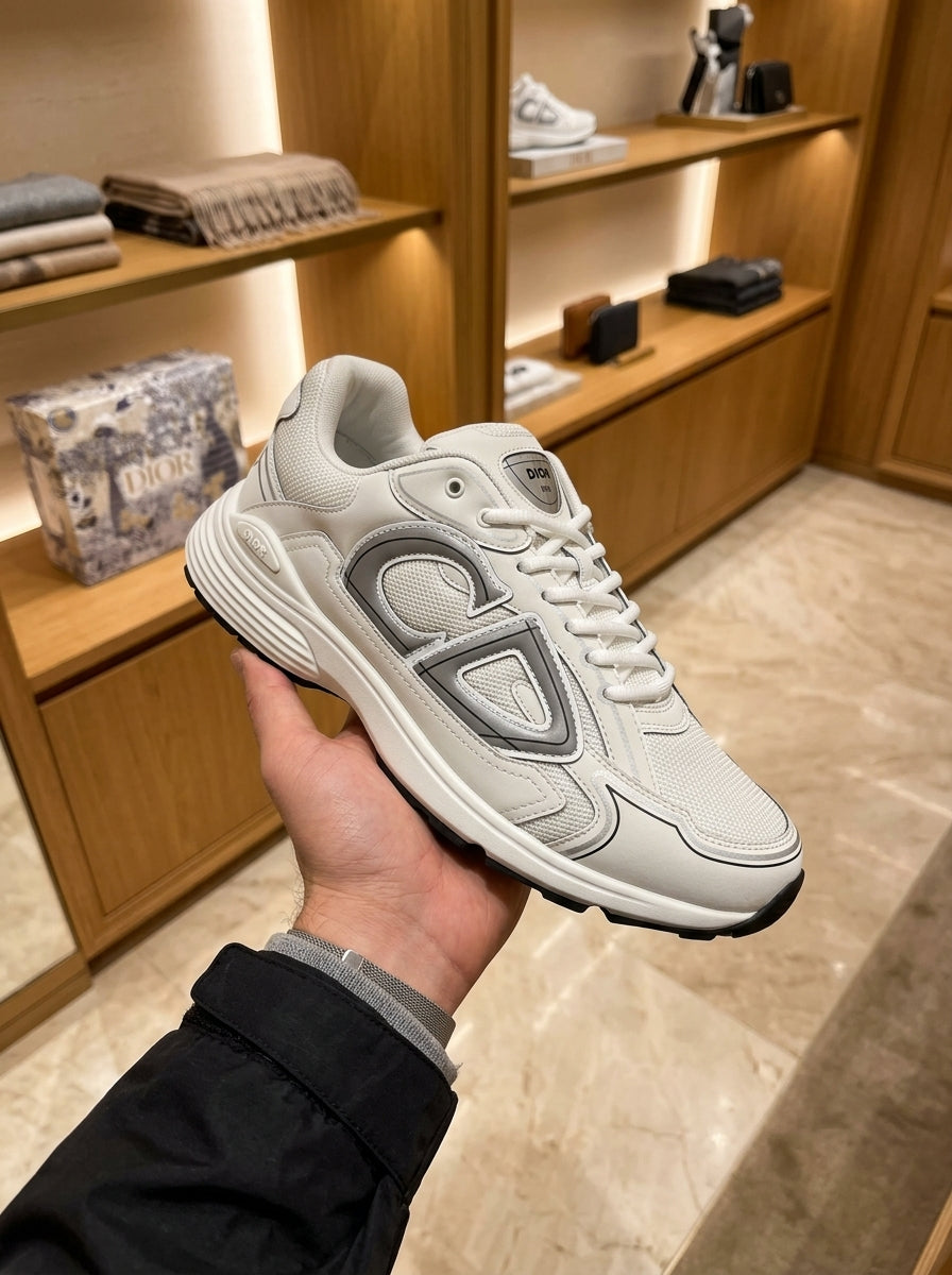 Dior B30 White & Silver Trainers