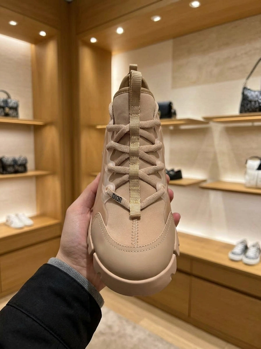 Dior D-Connect Nude Beige Panelled Sneakers