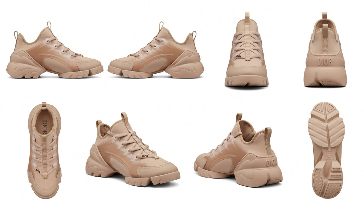 Dior D-Connect Nude Beige Panelled Sneakers