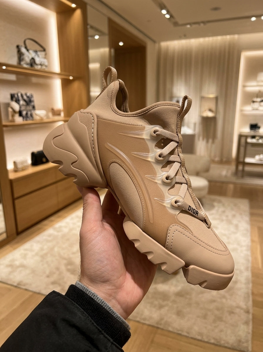Dior D-Connect Nude Beige Panelled Sneakers