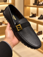 Fendi FF Buckle Black Driving Loafers