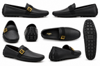 Fendi FF Buckle Black Driving Loafers