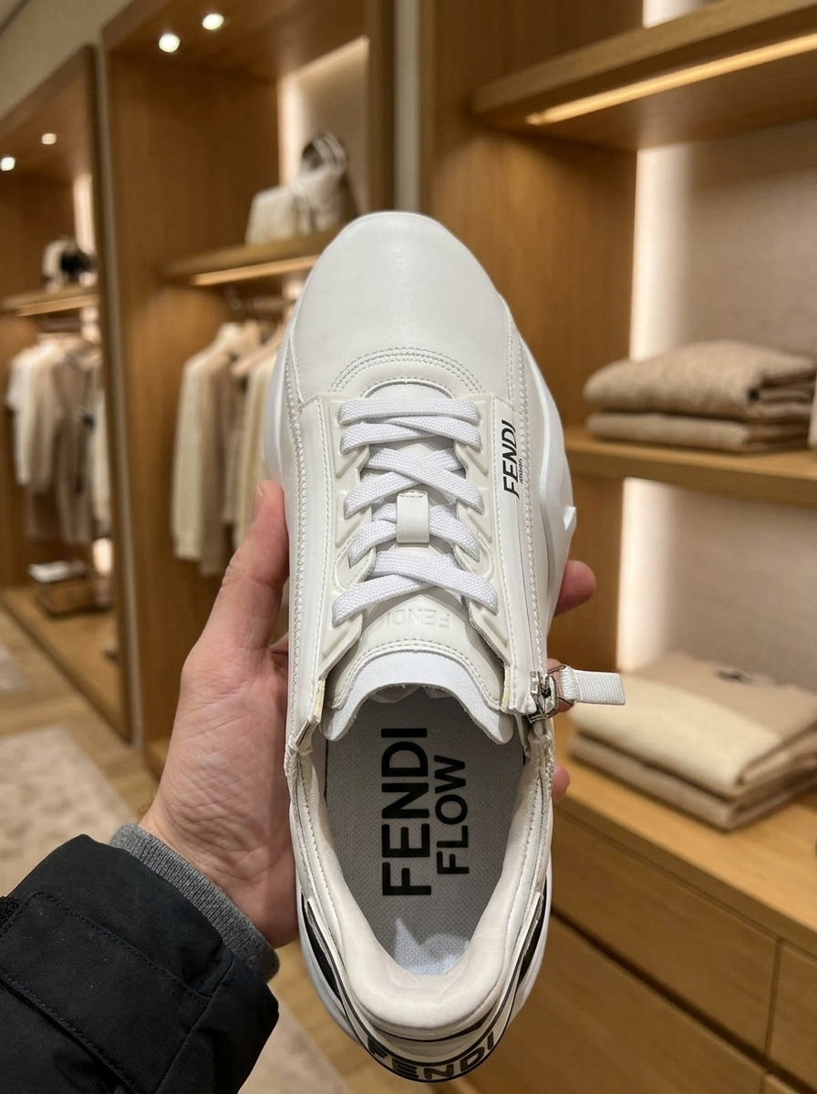 Fendi Flow White Leather Trainers