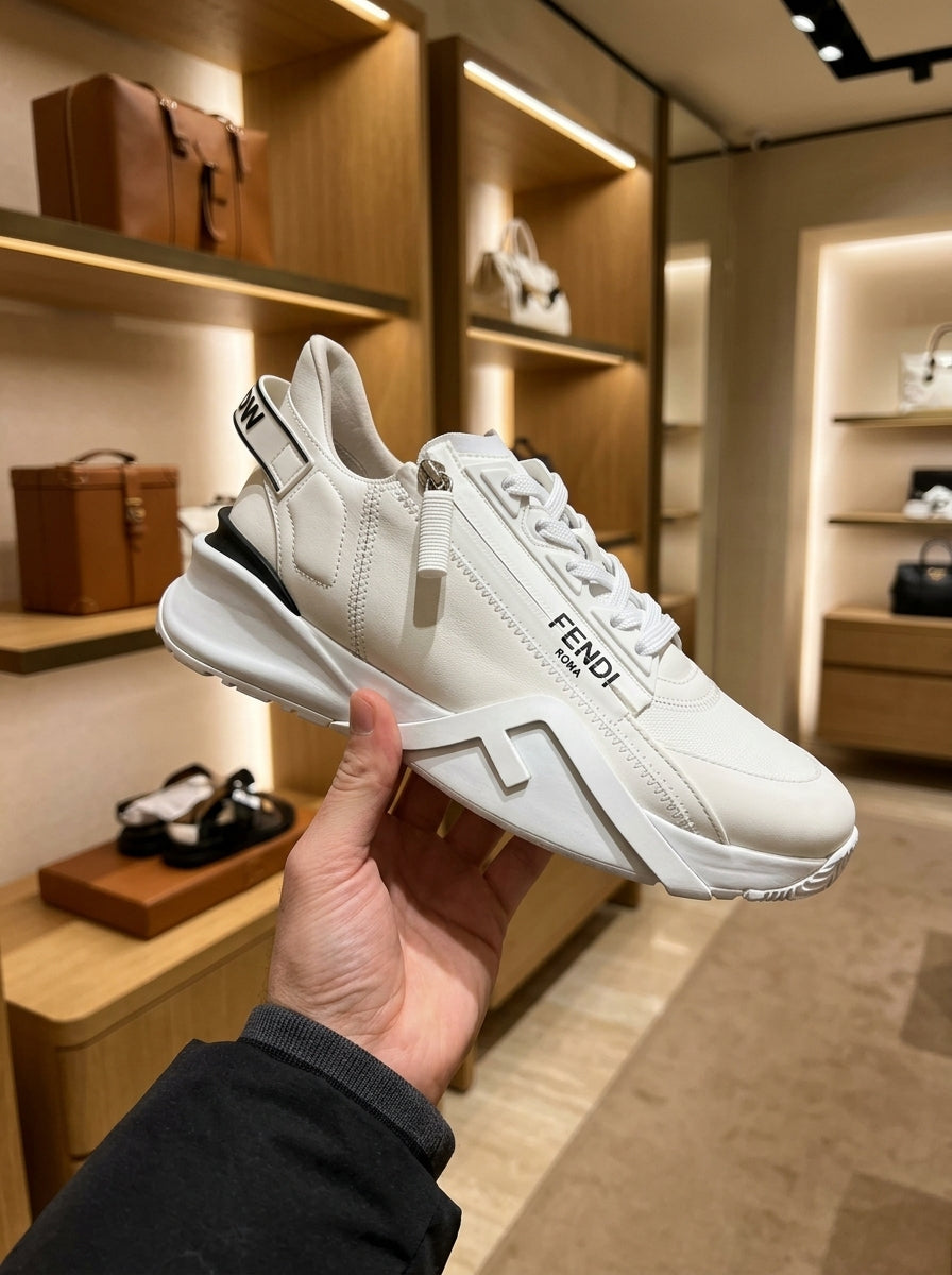 Fendi Flow White Leather Trainers