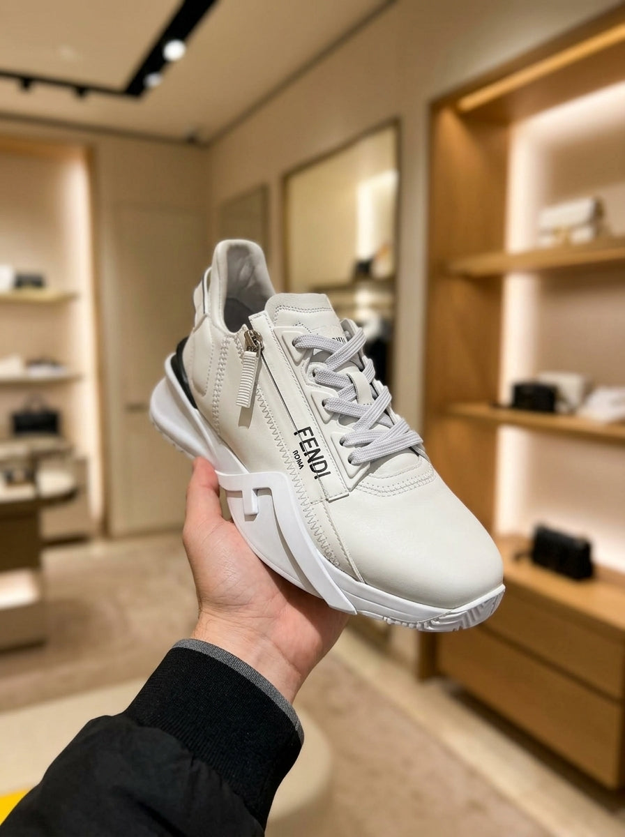 Fendi Flow White Leather Trainers