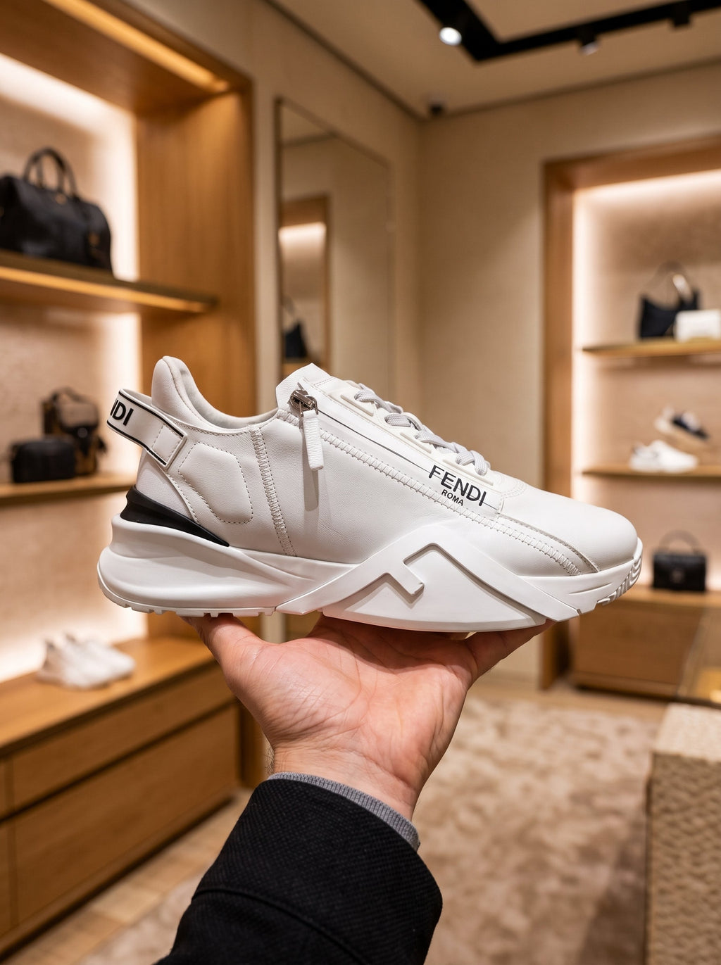 Fendi Flow White Leather Trainers