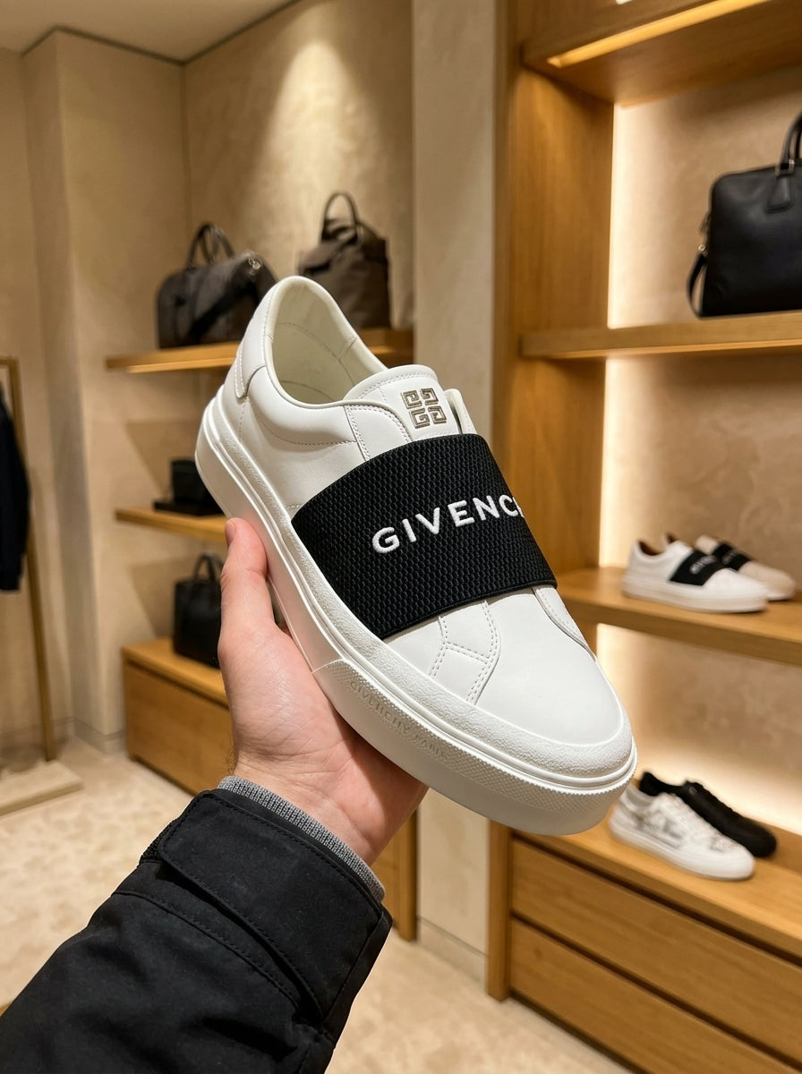 Givenchy City Sport White & Black Slip-On Trainers