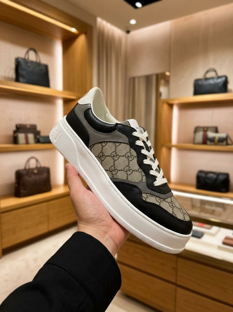 Gucci GG Supreme Beige & Ebony Chunky Sneakers