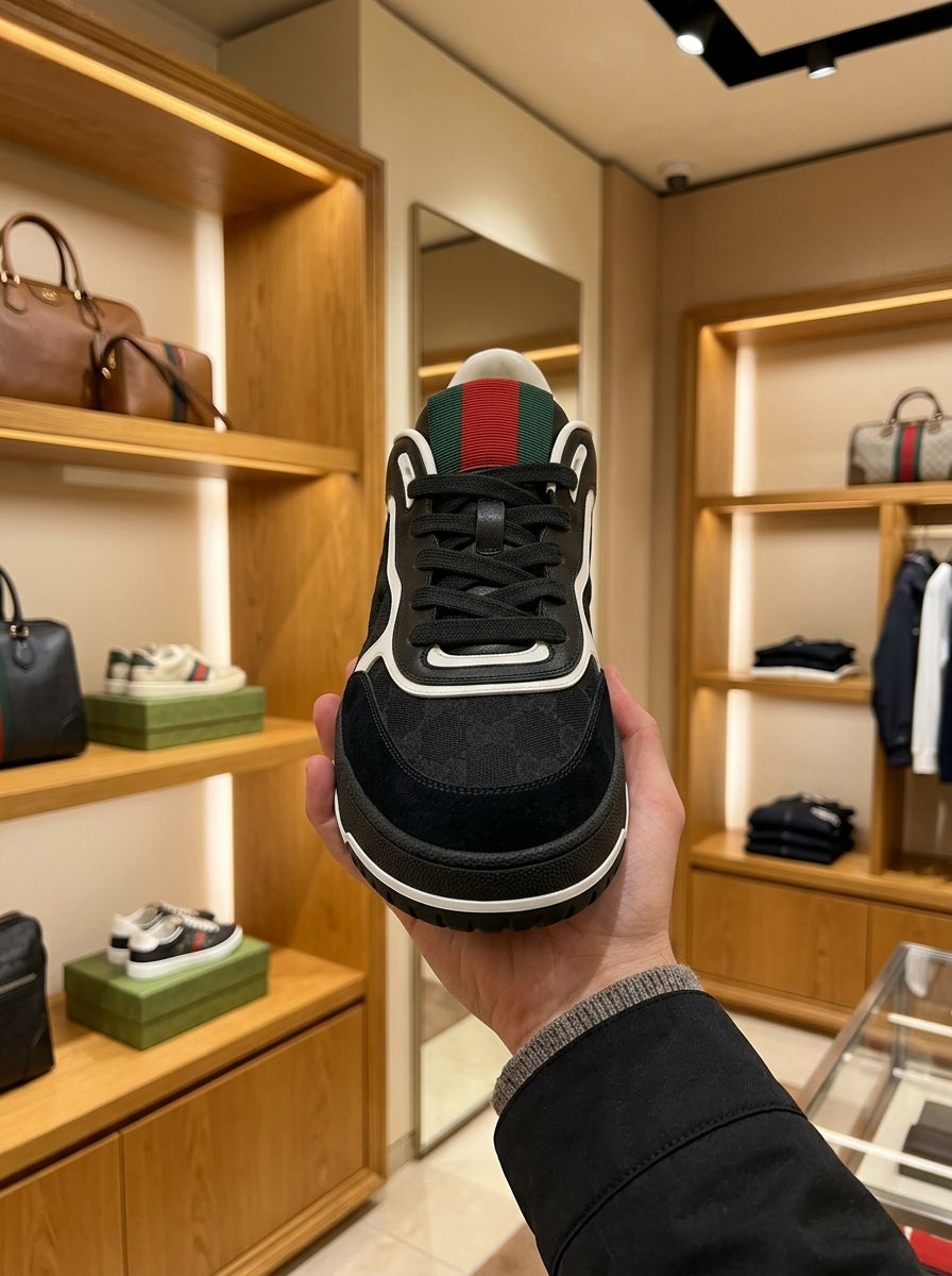 Gucci Re-Web Black & White Trainers