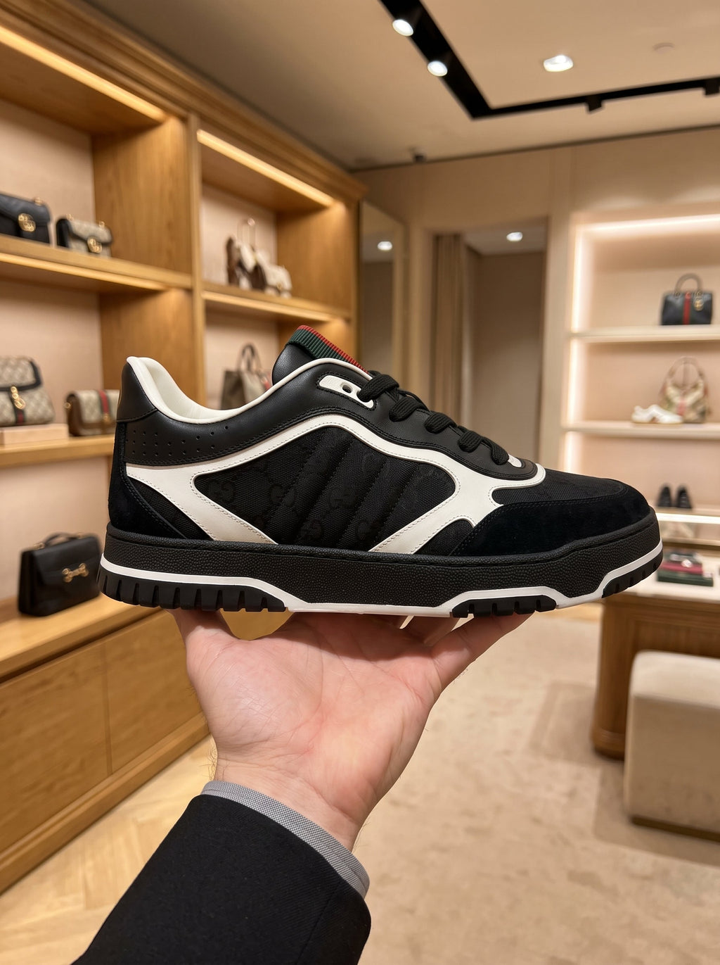 Gucci Re-Web Black GG Canvas Sneakers