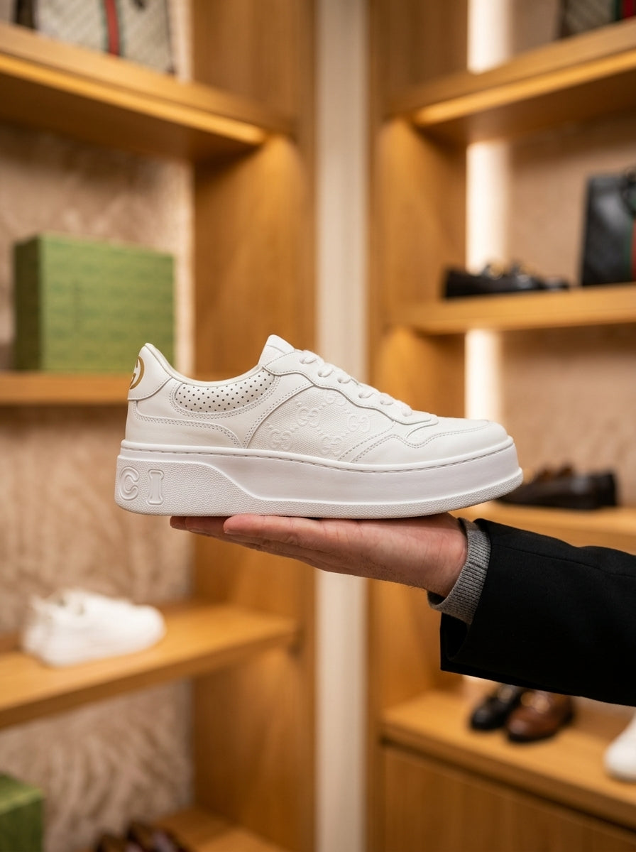 Gucci White Platform Low-Top Trainers