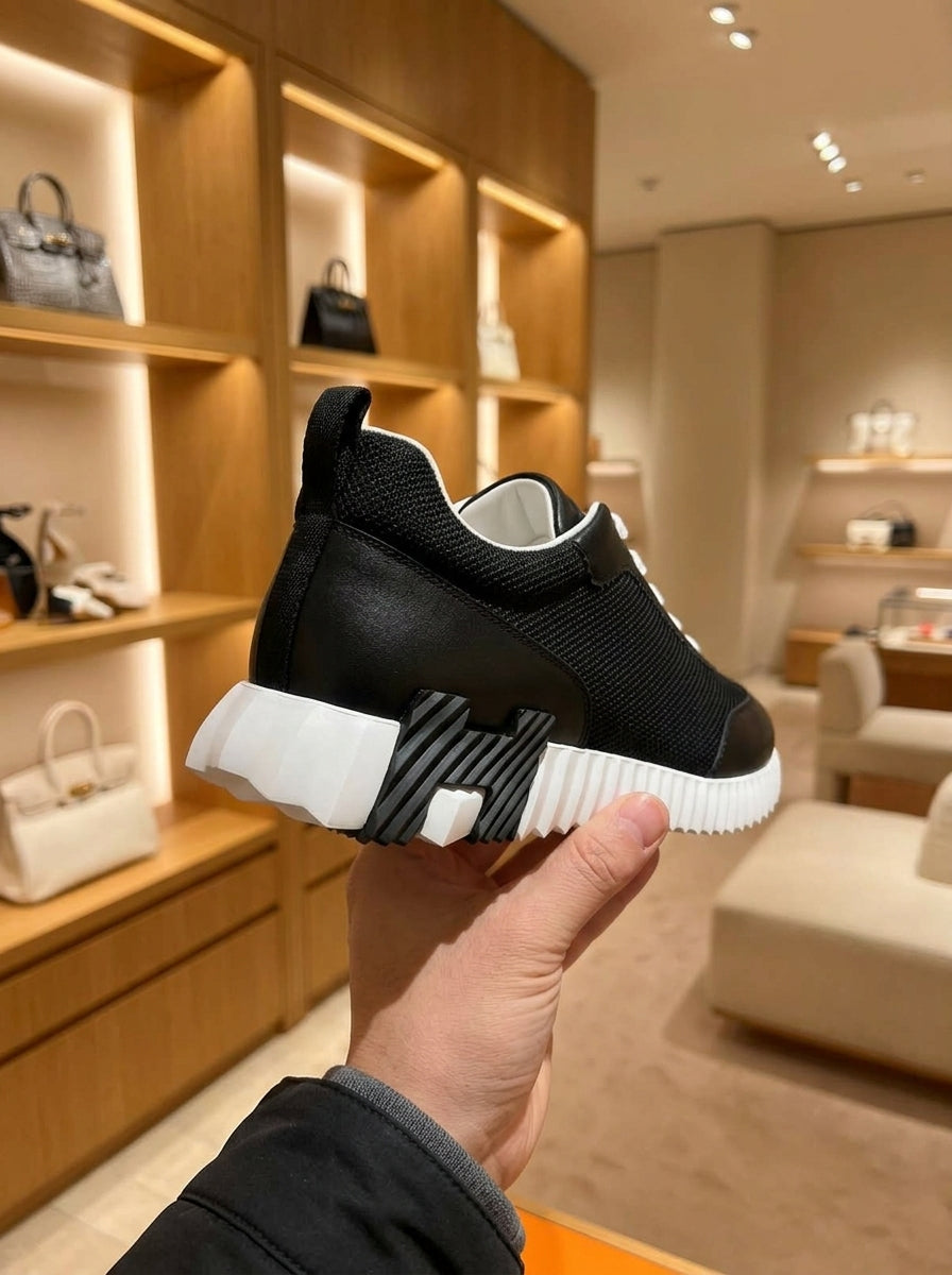 Hermès Bouncing Black & White Trainers