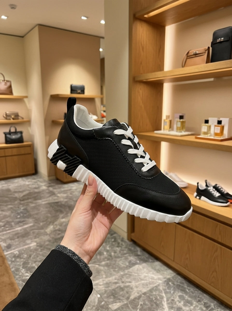 Hermès Bouncing Black & White Trainers
