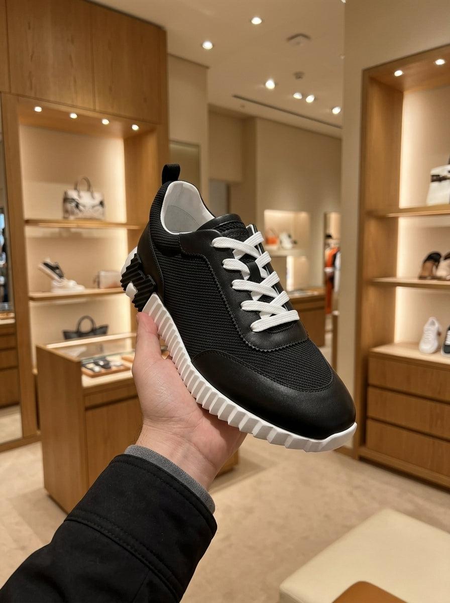 Hermès Bouncing Black & White Trainers