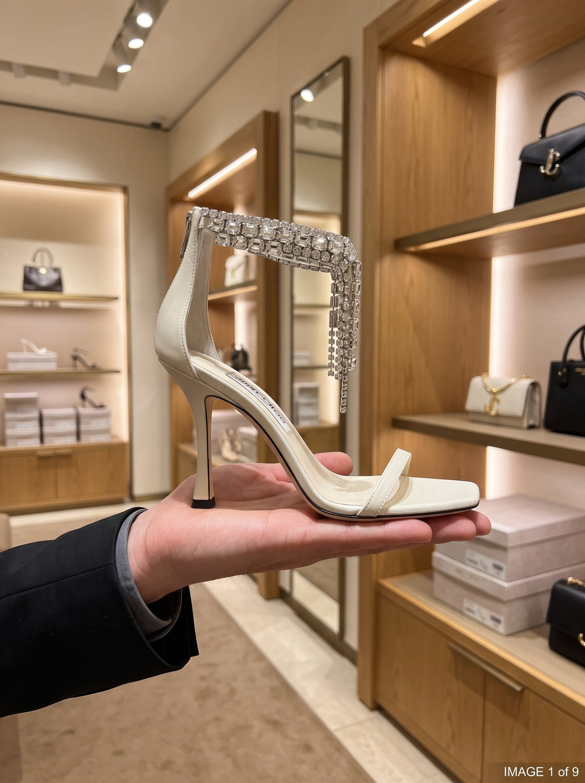 Jimmy Choo Verity 100 Latte Crystal-Embellished high-heeled Sandals
