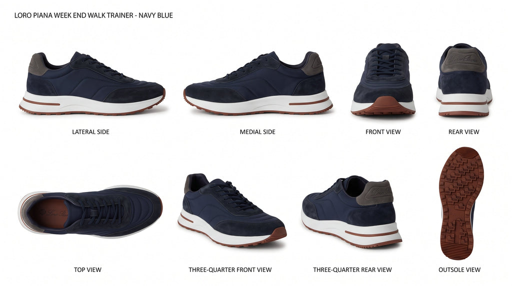 Loro Piana Navy Low-Top Trainers – White Sole