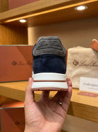 Loro Piana Week End Walk Navy Suede & Fabric Trainers